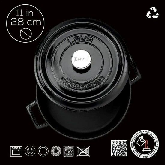 Kochtopf, Gusseisen, 28 cm / 3,5 l, "Trendy", schwarz - LAVA