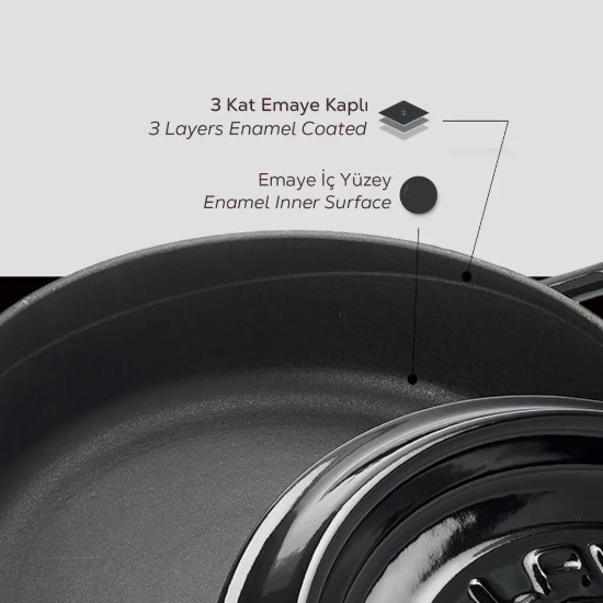 Kochtopf, Gusseisen, 28 cm / 3,5 l, "Trendy", schwarz - LAVA