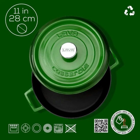 Kochtopf, Gusseisen, 28 cm / 3,5 l, Serie "Trendy", grün - Marke LAVA