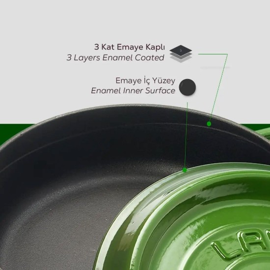 Kochtopf, Gusseisen, 28 cm / 3,5 l, Serie "Trendy", grün - Marke LAVA
