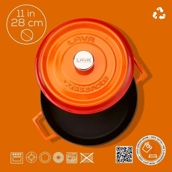 Kochtopf, Gusseisen, 28 cm / 3,5 l, "Trendy", orange Farbe - LAVA