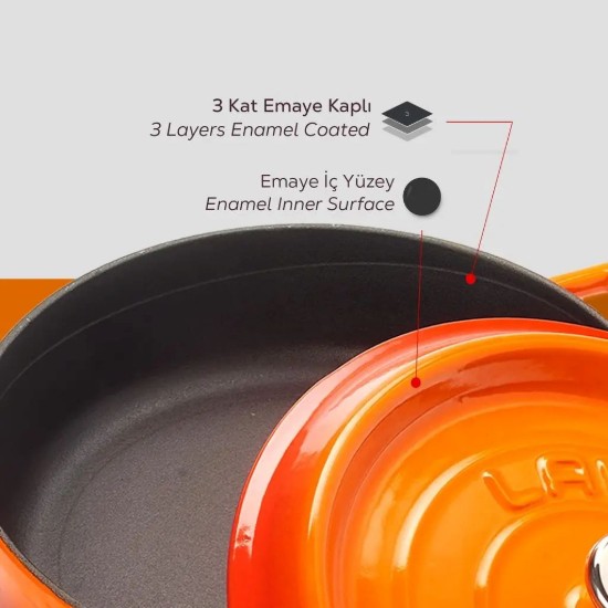 Kochtopf, Gusseisen, 28 cm / 3,5 l, "Trendy", orange Farbe - LAVA