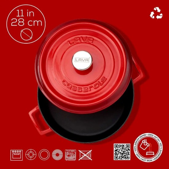 Лонч, ливено гвожђе, 28 цм / 3,5 л, "Trendy", црвена - LAVA