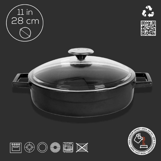 Casserole, fonte, 28 cm, gamme "Glaze", noire - Marque LAVA