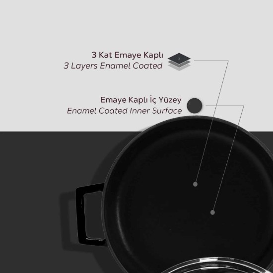 Casserole, fonte, 28 cm, gamme "Glaze", noire - Marque LAVA