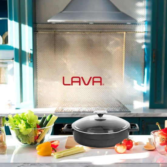 Casserole, fonte, 28 cm, gamme "Glaze", noire - Marque LAVA
