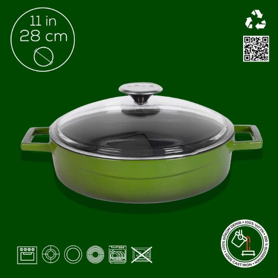 Saucepan, "Glaze" range, cast iron, 28 cm, green - LAVA brand