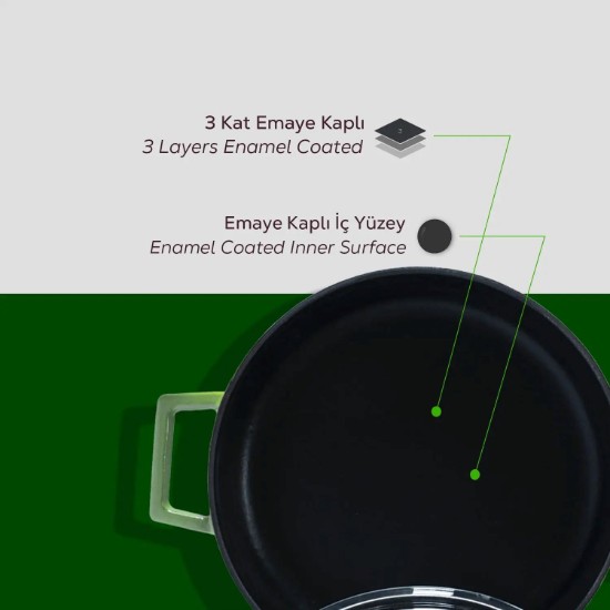 Saucepan, "Glaze" range, cast iron, 28 cm, green - LAVA brand