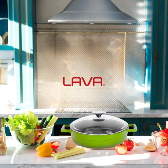 Saucepan, "Glaze" range, cast iron, 28 cm, green - LAVA brand