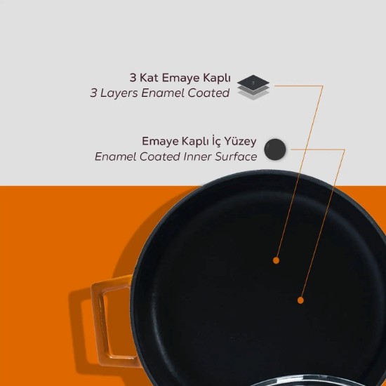 Gryte, "Glaze" -serien, støpejern, 28 cm, oransje farge - LAVA-merke