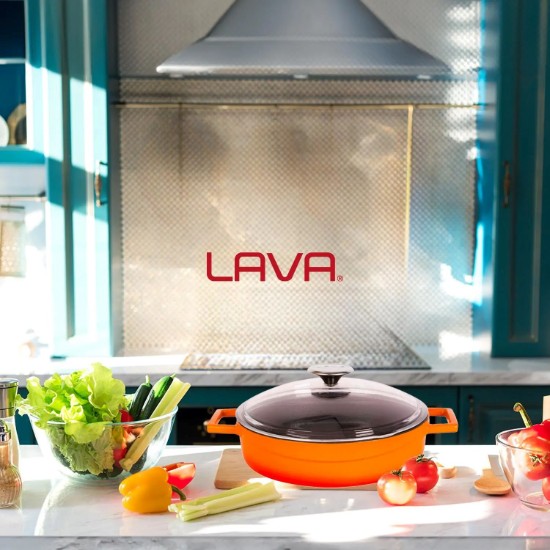 Gryte, "Glaze" -serien, støpejern, 28 cm, oransje farge - LAVA-merke