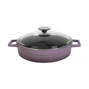 Saucepan, cast iron, 28 cm, "Glaze" brand, purple - LAVA brand
