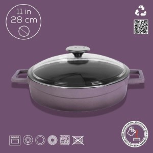 Saucepan, cast iron, 28 cm, "Glaze" brand, purple - LAVA brand