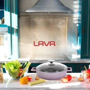 Saucepan, cast iron, 28 cm, "Glaze" brand, purple - LAVA brand