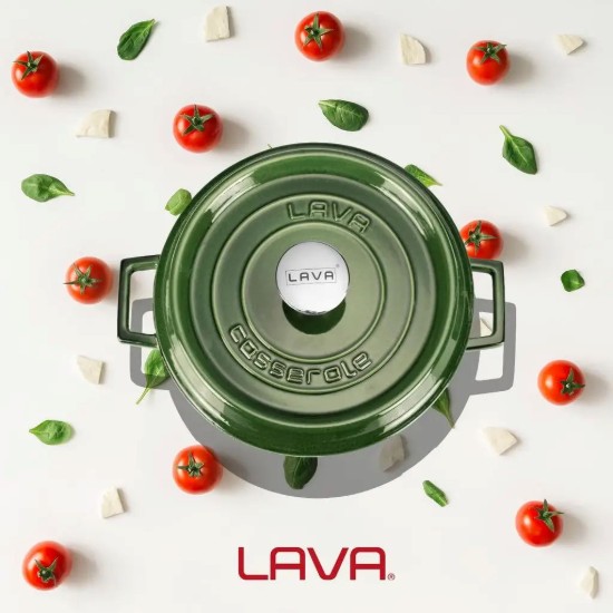 Чугунена тенджера, 28 см/3,5 л, "Premium Majolica", зелена - LAVA