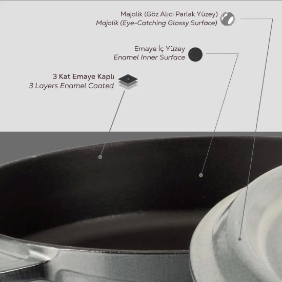 Liatinový kastról 28cm/3,5L "Premium Majolica", sivý - značka LAVA