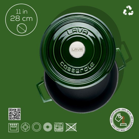 Liatinová zapekacia misa, 28 cm/6,71 l, „Premium Majolica“, zelená - LAVA