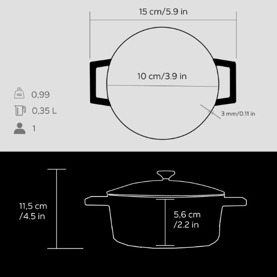 Kastrul, valik "Folk", malm, 10 cm, must - LAVA kaubamärk