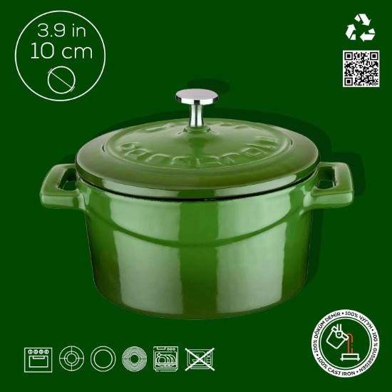 Кастрюля, серия "Фольк", чугун, 10 см, зеленая - бренд LAVA