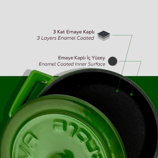 Кастрюля, серия "Фольк", чугун, 10 см, зеленая - бренд LAVA