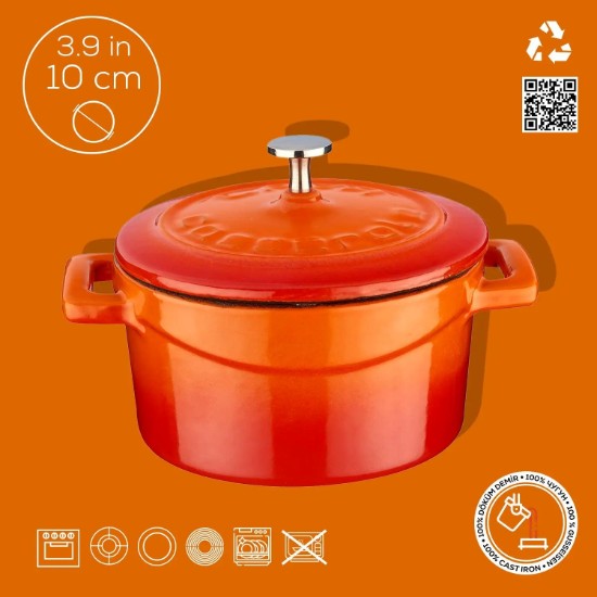 Кастрюля, серия "Фольк", чугун, 10 см, цвет оранжевый - бренд LAVA