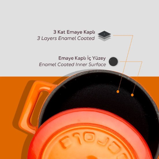 Кастрюля, серия "Фольк", чугун, 10 см, цвет оранжевый - бренд LAVA