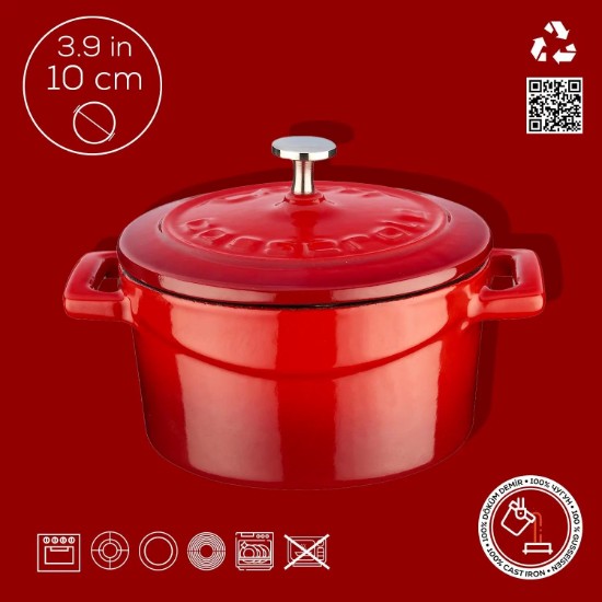 Kochtopf, Serie "Folk", Gusseisen, 10 cm, rote Farbe - Marke LAVA