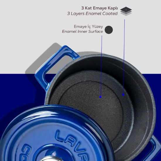 Μίνι κατσαρόλα, μαντεμένιο, 12cm/0,53L, "Trendy", Μπλε - ΛΑΒΑ