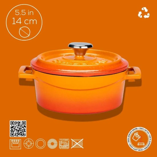 Topf aus Gusseisen, 14 cm, orangefarben, "Trendy" - LAVA