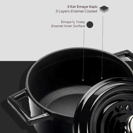Kochtopf, Serie "Trendy", Gusseisen, 16 cm, schwarz - Marke LAVA