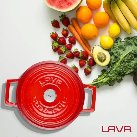 Stielkasserolle <Trendy>, Gusseisen, 16 cm, rot - LAVA