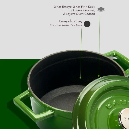 Stielkasserolle aus Gusseisen, 16 cm / 1,33 L, grün, Trendy - Lava