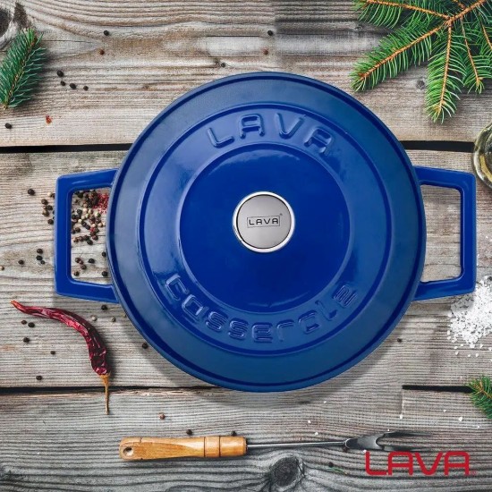 Fazék <Folk>, öntöttvas, 20 cm, kék - LAVA