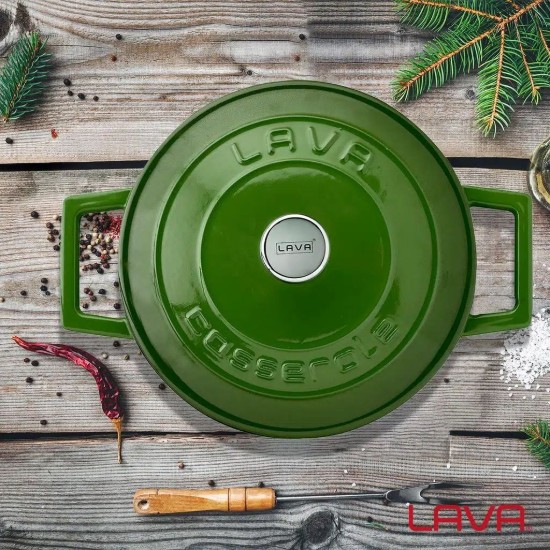 Kochtopf, Gusseisen, 20 cm, "Folk", grün - Marke LAVA