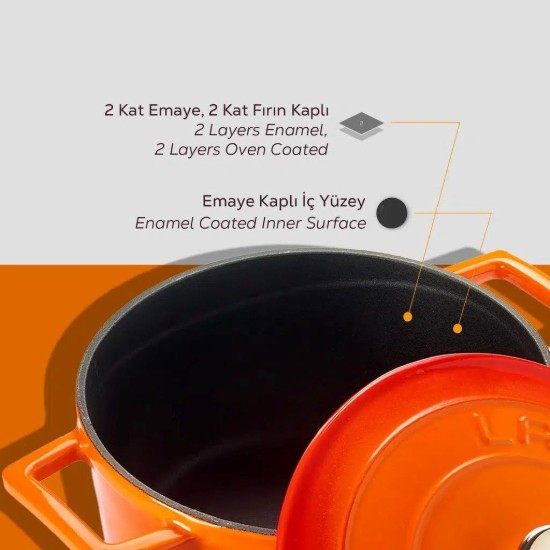 Panela, 20 cm, ferro fundido, "Folk", cor laranja - marca LAVA