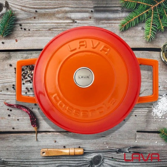 Panela, 20 cm, ferro fundido, "Folk", cor laranja - marca LAVA