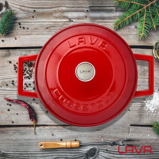 Kochtopf, Gusseisen, 20cm/2.82L, "Folk", Rot - LAVA