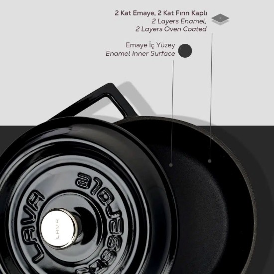 Topf, Gusseisen, 20 cm, Serie "Trendy", schwarz - Marke LAVA