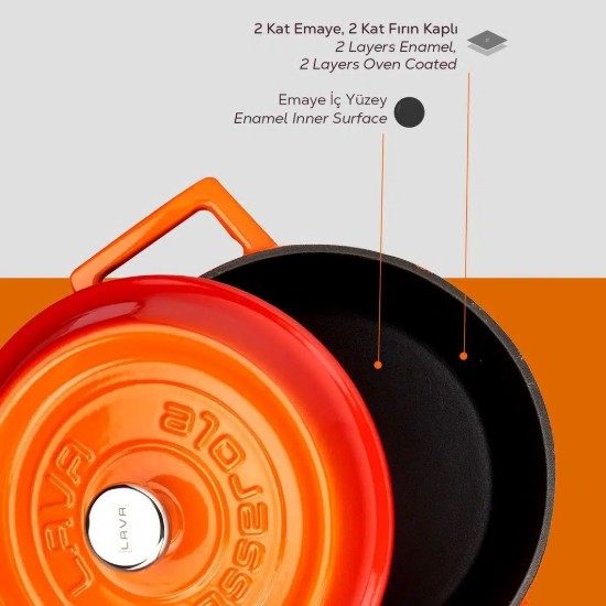 Saucepan, cast iron, 20 cm, "Trendy", orange color - LAVA
