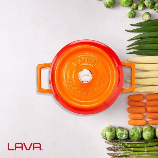 Saucepan, cast iron, 20 cm, "Trendy", orange color - LAVA