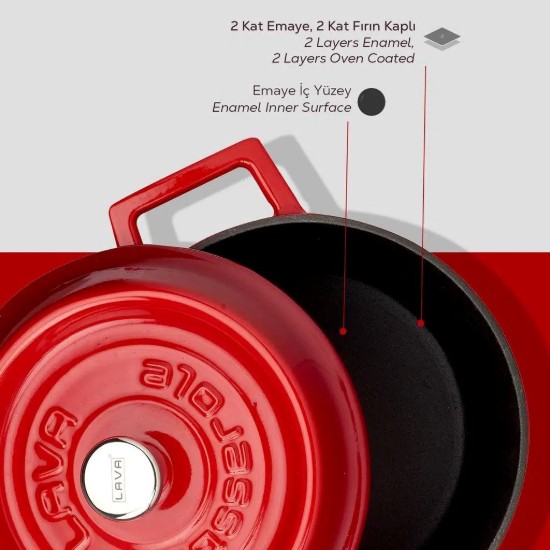 Kochtopf, Gusseisen, 20cm/2.82L, "Trendy", Rot - LAVA