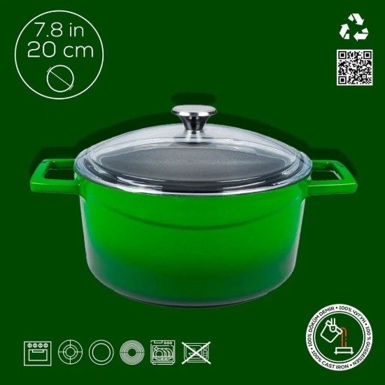 Topf, Gusseisen, 20 cm, Serie "Glaze", grün - Marke LAVA