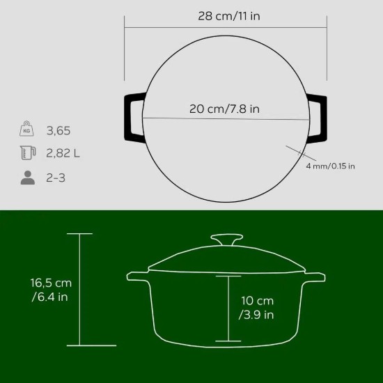 Topf, Gusseisen, 20 cm, Serie "Glaze", grün - Marke LAVA