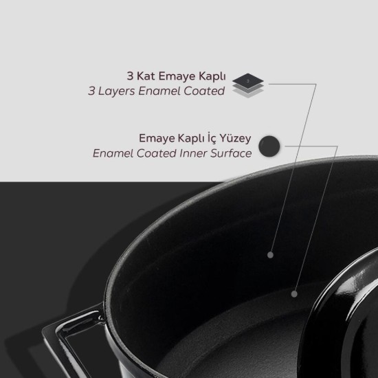 Topf, Gusseisen, 22 cm, Serie "Folk", schwarz - Marke LAVA