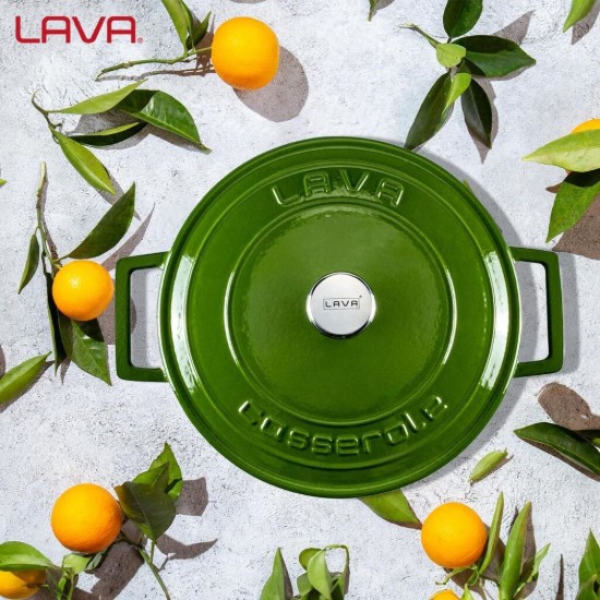 Stielkasserolle, Gusseisen, 22cm/3,4L, "Folk", Grün - LAVA