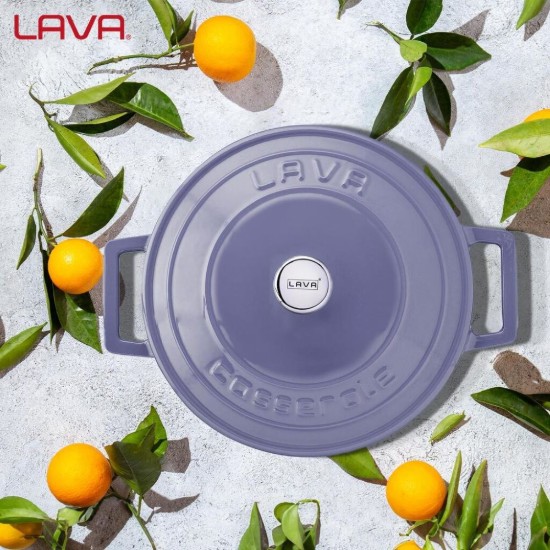 Stielkasserolle, Gusseisen, 22cm/3,4L, "Folk", Lila - LAVA