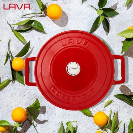 Kazzola, ħadid fondut, 22 ċm / 3.4L, "Folk", aħmar - LAVA