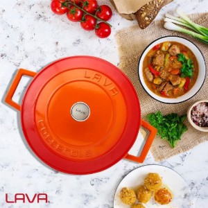 Casseruola, ghisa, 24 cm, "Folk", colore arancio - marchio LAVA