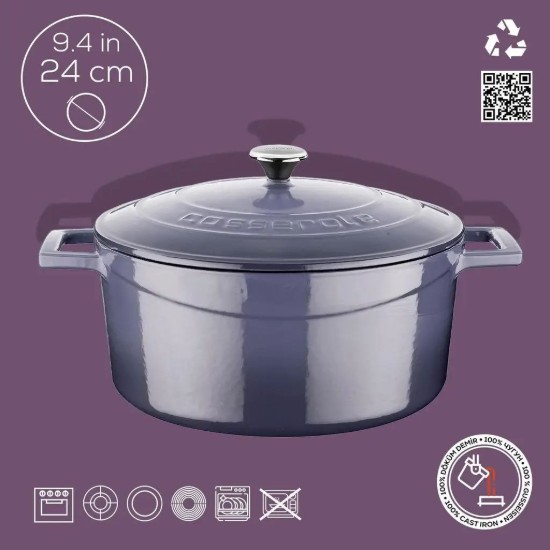 Κατσαρόλα, μαντεμένιο, 24 cm/4,5 L, "Folk", μωβ - LAVA