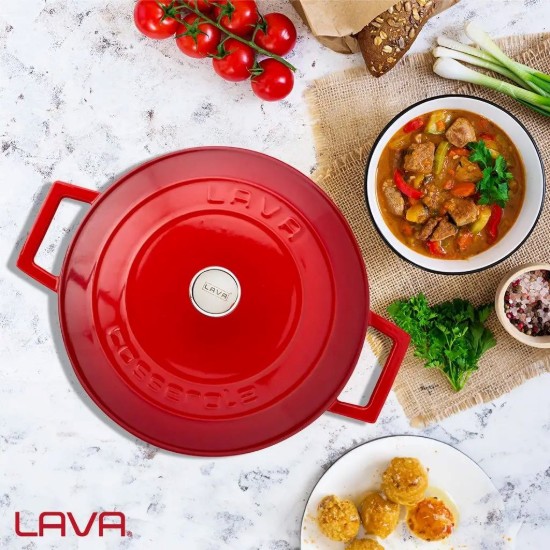 Topf, Gusseisen, 24 cm, Serie "Folk", rot - Marke LAVA